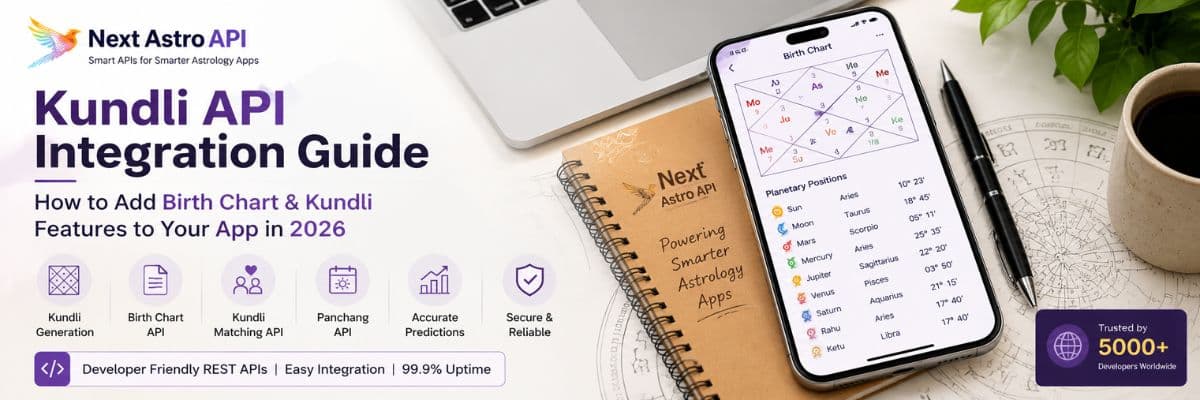 Kundli API Integration Guide: How to Add Birth Chart & Kundli Features to Your App in 2026